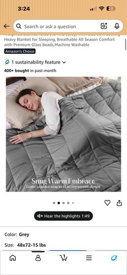 Weighted Blanket 15lbs (48”x72”,Grey)