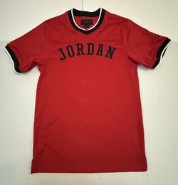 Pre Owned Excellent  Air Jordan #23 Jumpman  Mesh Jersey  Short Sleeve  V Neck  Embroidered  Red Black  Men  Size Small