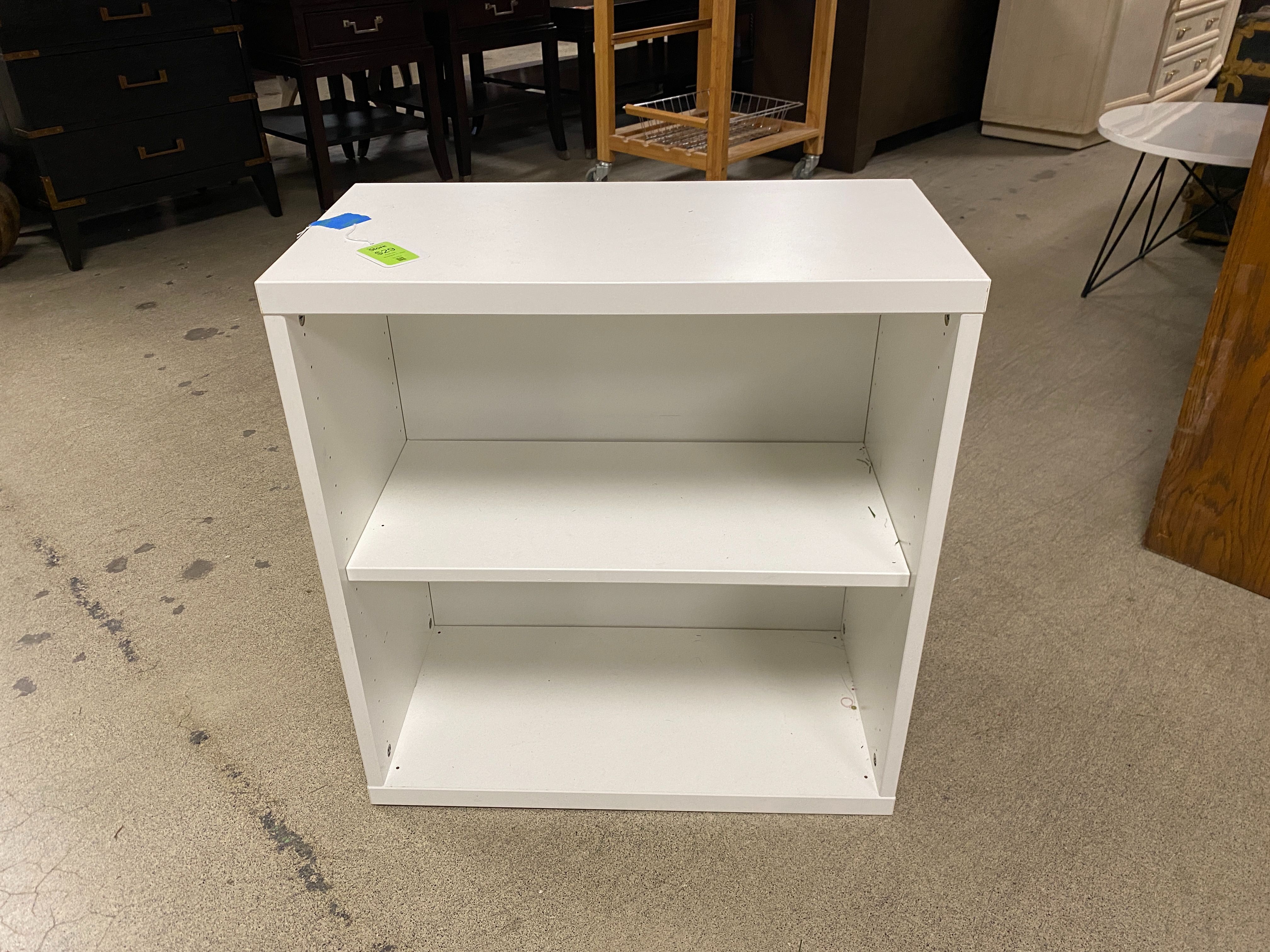 Small White Bookshelf w/ 2 Shelves