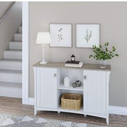Accent Storage Cabinet with 3 Shelves, Shiplap Gray/Pure White