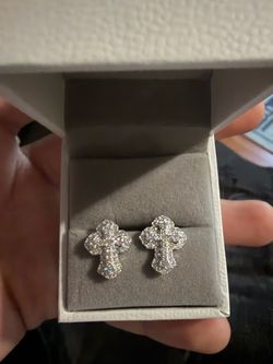Cross moissanite earrings