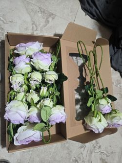 Artificial Lavender and light green Rose Stems