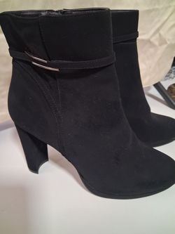 Black Suede Ankle Boots with Block Heel
