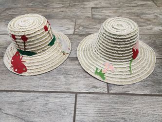 Pair of vintage women's straw sun hats - From ITALY