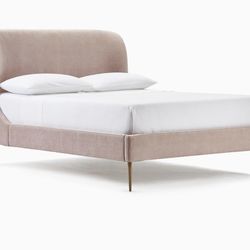 West Elm King size bed frame in Mauve velvet