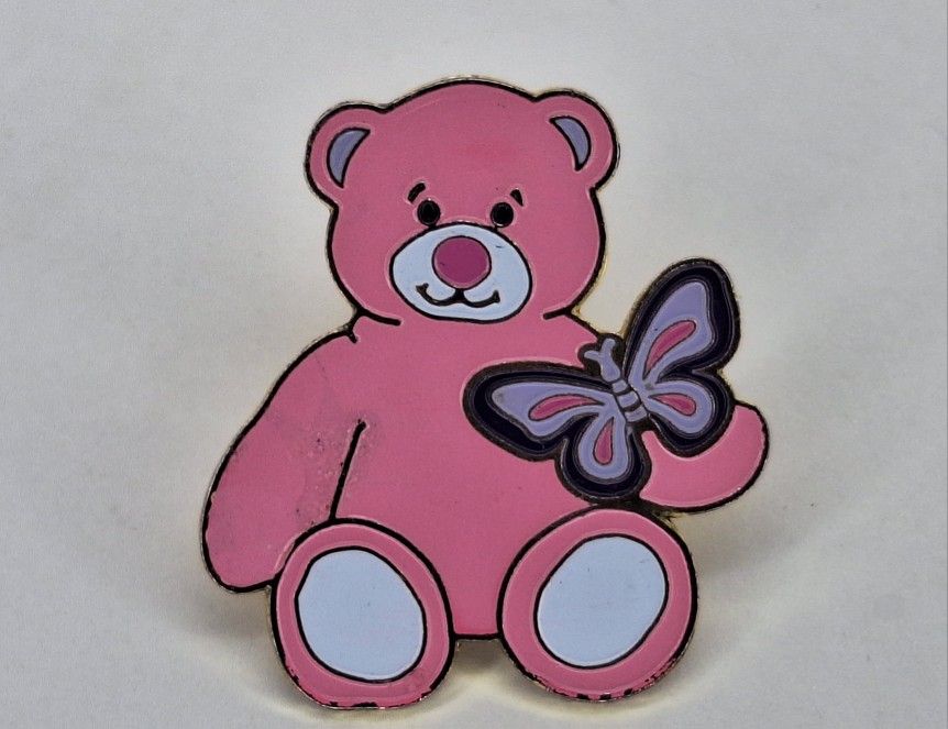 Collectible Build-A-Bear Workshop 2007 Pink Butterfly All Seasons Spring Enamel Lapel Pin