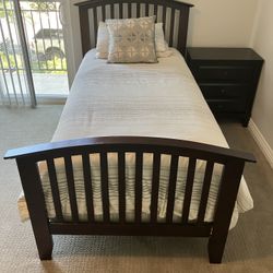Twin Solid Wood Bed with Box Springs & Mattress $200 OBO