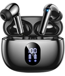Wireless Earbuds, Bluetooth Ear Buds with Big Bass Stereo Sound, 48 Hours Playtime, Lightweight in-Ear Fit Earphones, IPX7, Hands-Free Calls with AI f