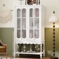Modern Kitchen Pantry Storage Cabinet, White Modern Food Pantry Cabinet with 4 Shelves white $170