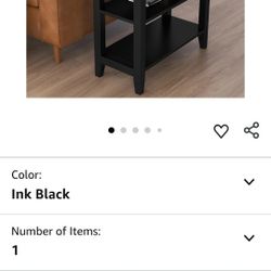 ChooChoo Side Table Living Room, Narrow End Table with Drawer and Shelf, 3-Tier Sofa End Table for Small Space, Black