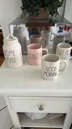 Rae Dunn Mugs and Canister - see prices