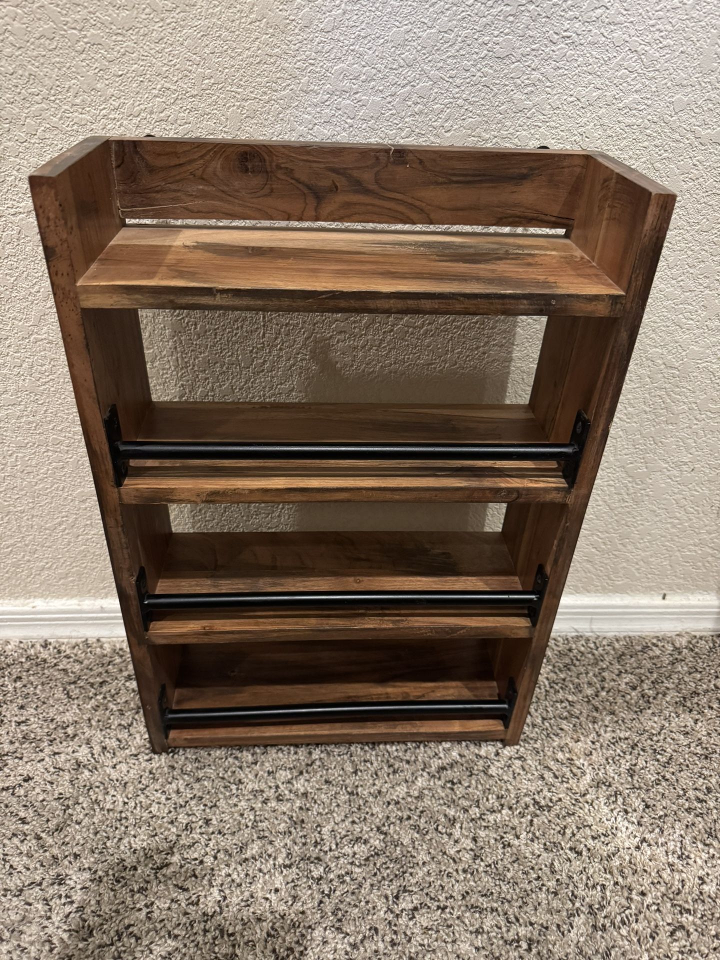 Rustic Reclaimed Wood Spice Wall Rack, essential oil storage 4 Tier