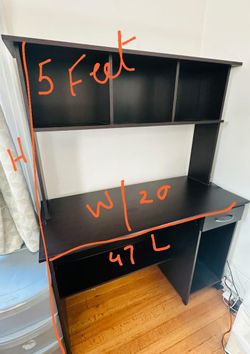 Dark Brown Computer Desk with Hutch
