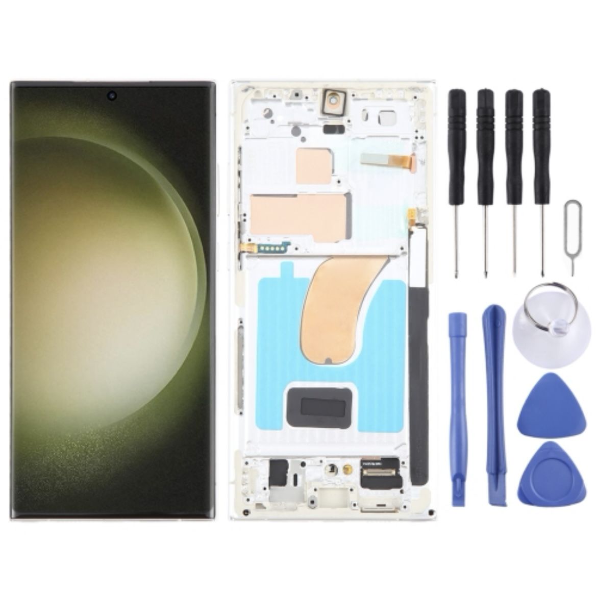 Samsung Galaxy S23 Ultra 5G SM-S918B EU Edition 6.78 inch OLED LCD Screen Digitizer Full Assembly with Frame (Silver)