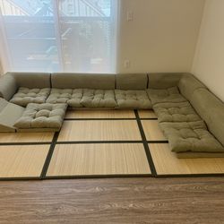 Japanese Style Floor Couch with Straw Mats