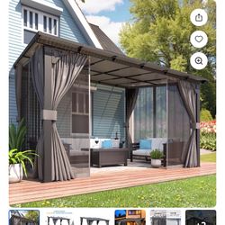 AECOJOY 12' x 10' Lean To Metal Gazebo