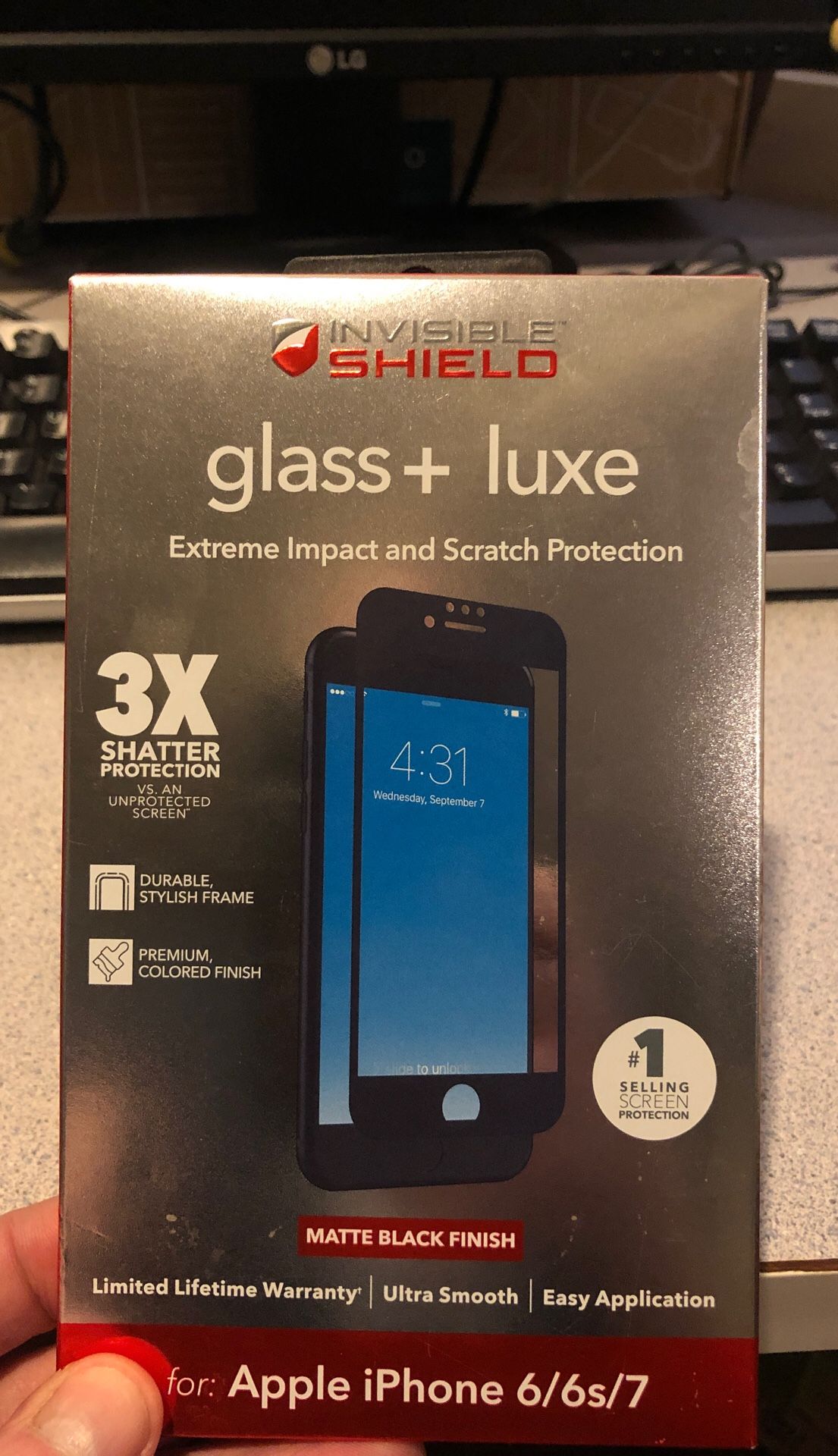 Zagg Invisible Shield - Glass Luxe Matte Black for iPhone 6/6s/7