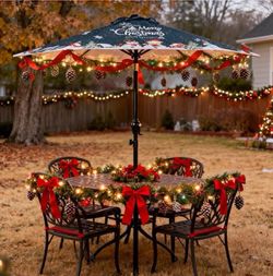 9ft navy blue patio umbrella Garvee 9FT Patio Umbrella - Outdoor Market Table Parasol With Crank Lift, Tilt, UV Protection, Waterproof Canopy