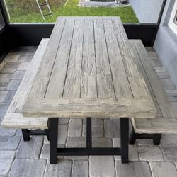 Outdoor Dining Table With Benches 