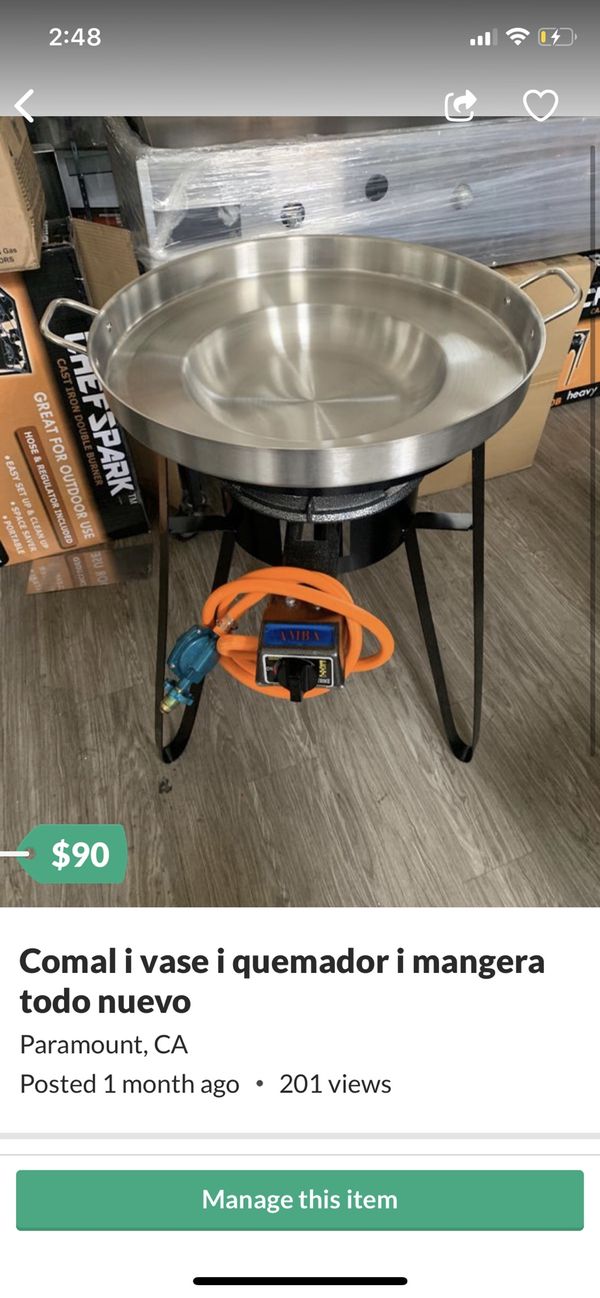 Comal de asero para tacos i enchiladas con vase i quemador i mangera todo nuevo for Sale in Long