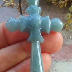 Certificate JADEITE Jade Green Jesus Cross Pendant