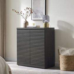 Brand new and already assembled    33.7" Tall Fluted Credenza Sideboard Cabinet with 2 Doors, 31"W Small Modern Coffee Bar Station with Adjustable She