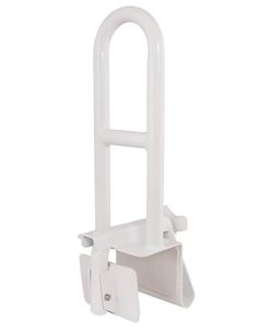 Adjustable Bathtub Safety Rail Shower Grab Bar Handle, Stainless Steel, White