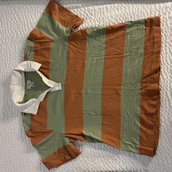 Green and orange striped polo shirt #stripes #preppy