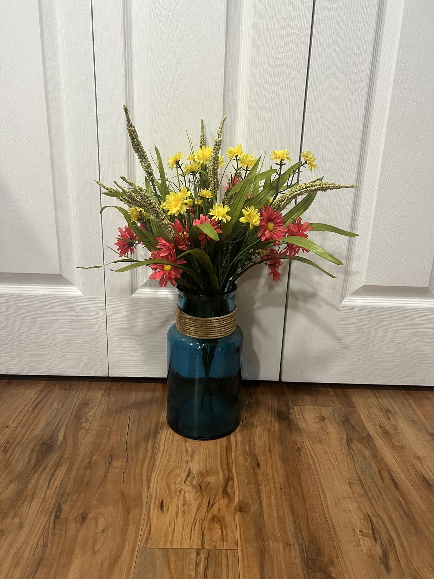 Vase with fake flowers
