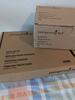 Pampered chef ice cream cake pan and pampered chef waffle puff pan