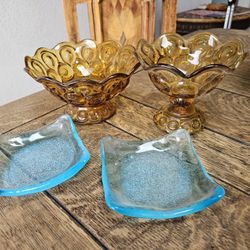 MCM Glass Candy Dishes And Ash Tray Set