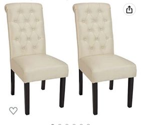 4 Tufted Beige Chairs