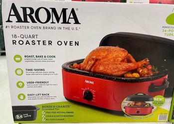 New Aroma 18- Quart Roaster wOven #1 Roaster oven brand in the USA ROAST, BAKE & COOK Color: red I have 5 available.