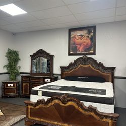 4PC King Bedroom Set w/ Marble Top