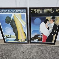 Vintage 1980s Posters Set Of 2 Art Deco 