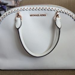 Michael Kors white with rose gold details purse