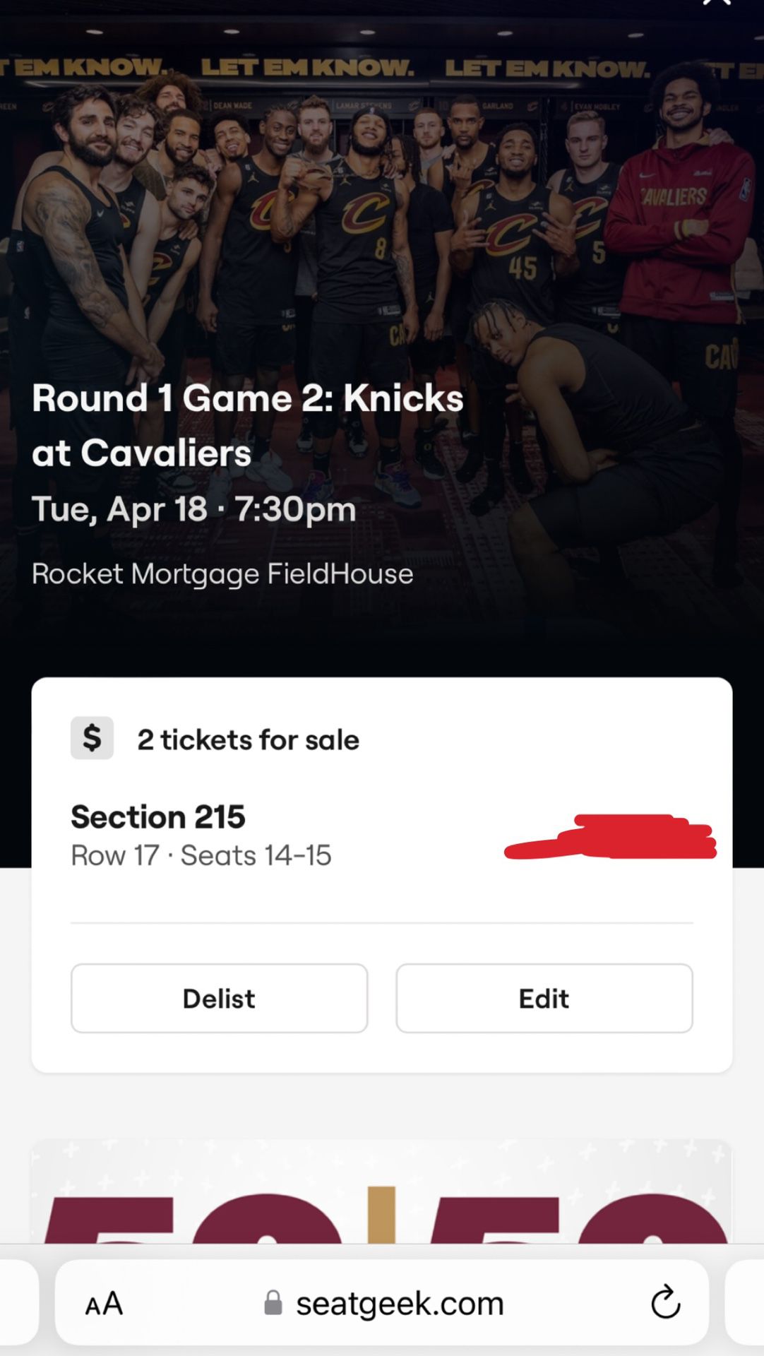 Cavs vs Knicks game 2 tickets