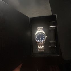 Quartz blue & sliver watch