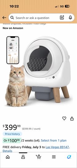 Automatic Litter Box, Self Cleaning Litter Box for Multiple Cats with App Control, Dual Safety Protection, Odor-Free Waste Disposal, Includes Trash Ba