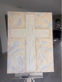 Abstract textured cross painting on canvas