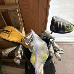 Top Tier Golf Clubs +antique Golf Bag + Golf Balls 