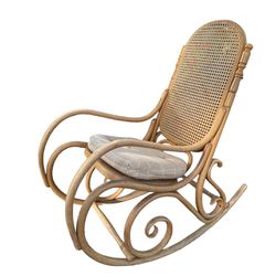 Vintage Bentwood Rattan Rocking Chair.