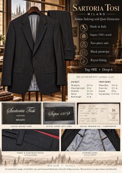 Sartoria Tosi Super 150s Wool Pinstripe Suit IT 48R