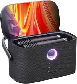 O381 Ikarao Portable Karaoke Machine for Adults, Built-in Lyrics Display and Screen, 2 Self-Charging Wireless Microphones, Karaoke App, 140W Speaker, 
