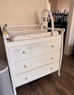 White Baby Changing Table with Dresser