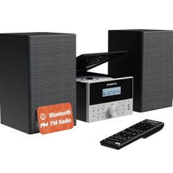 Bluetooth 5.2 Stereo System for Home | Powerful 20W CD Player with Speakers | FM Radio, 30 Presets, Wooden Construction, Remote Included | USB, AUX, P