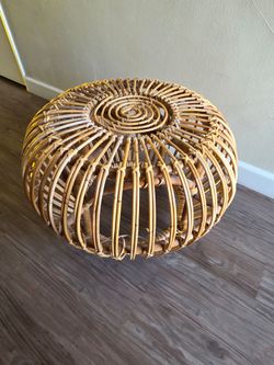 Rattan Ottoman Footstool Retro Boho