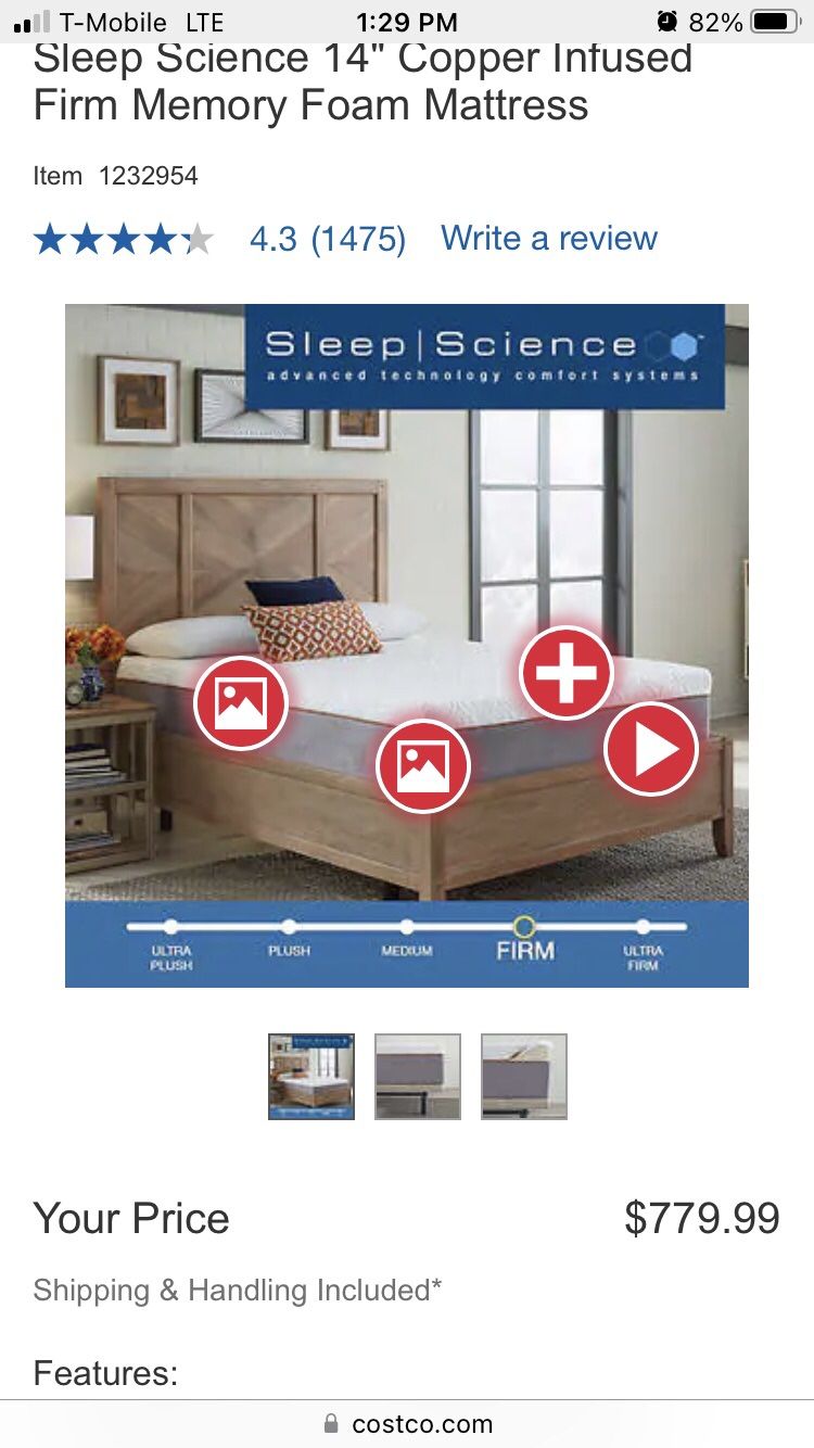 Sleep Science 14" Copper Infused Firm Memory Foam Mattress
