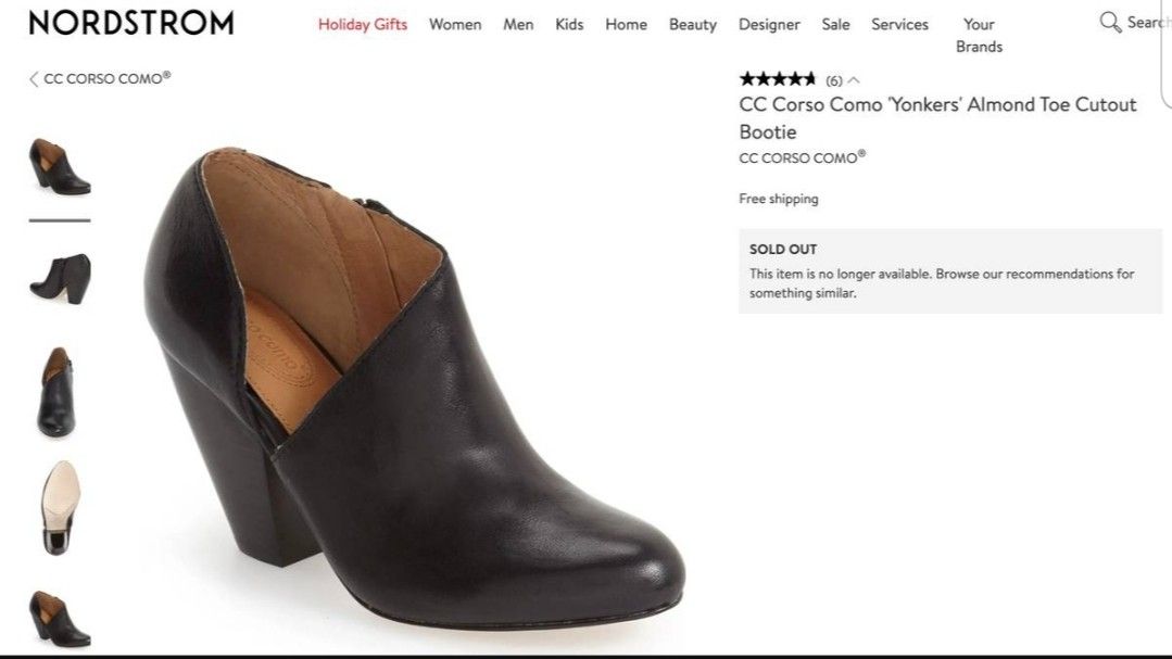 Leather Black Almond Toe Bootie Sz 6.5