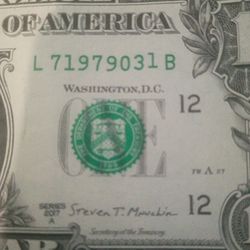 one Dollar Bill  mis print  rare 